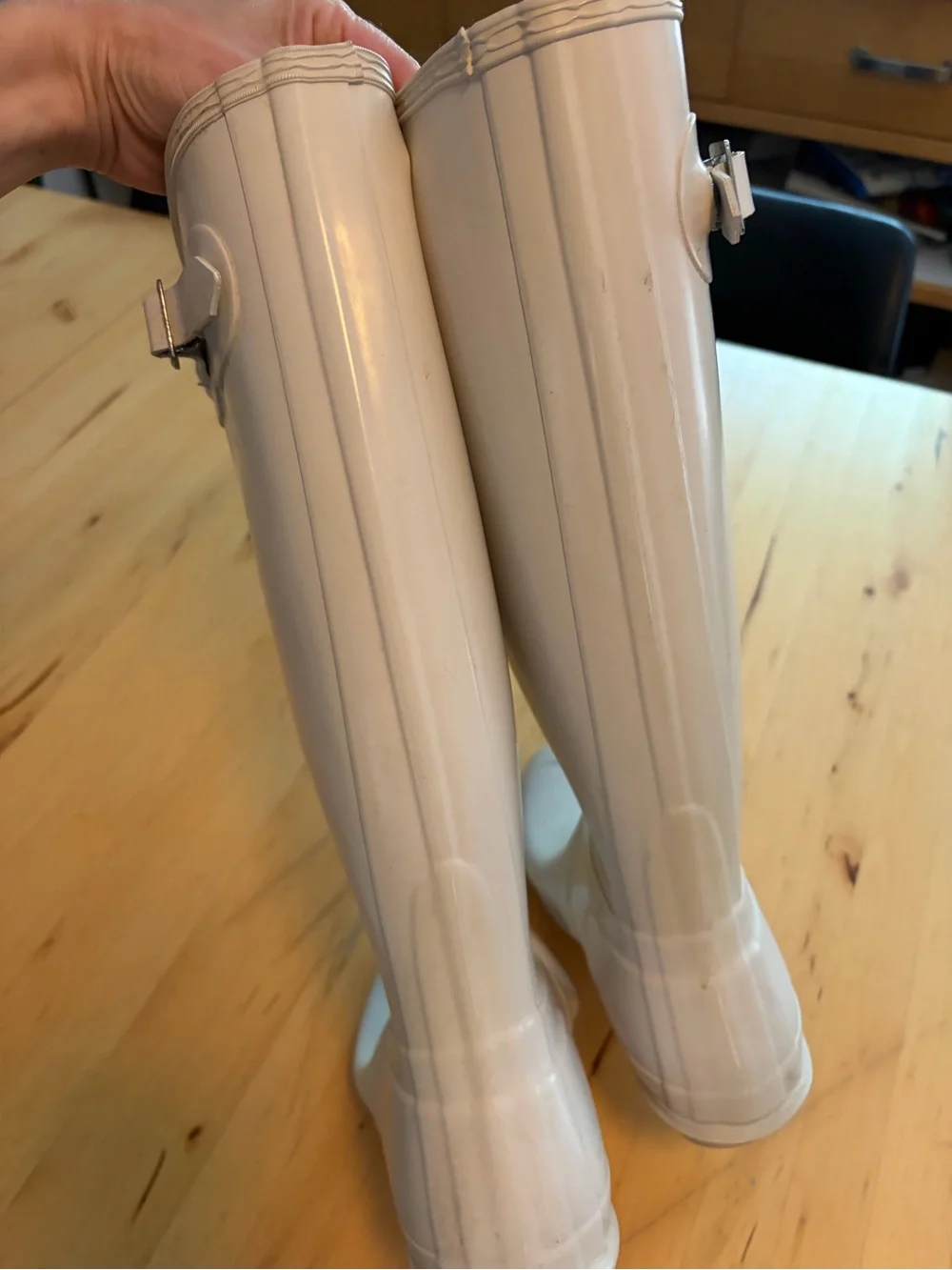 Hunter White Tall Gloss Rain Boots